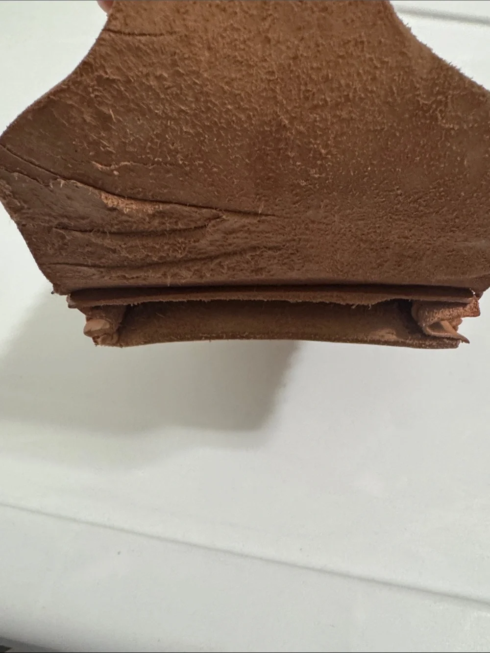 Tooled Brown Leather Pouch with Button Closure
